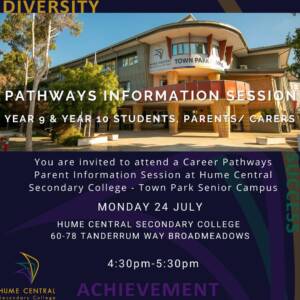 Pathways Information Session for Year 9 and Year 10 Students and Parents/Carers