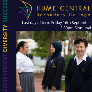 Last Day of Term 3 - Friday 16th September