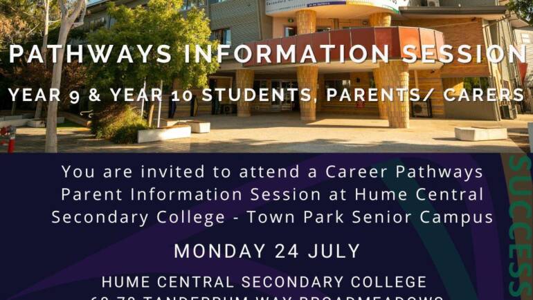 Pathways Information Session for Year 9 and Year 10 Students and Parents/Carers